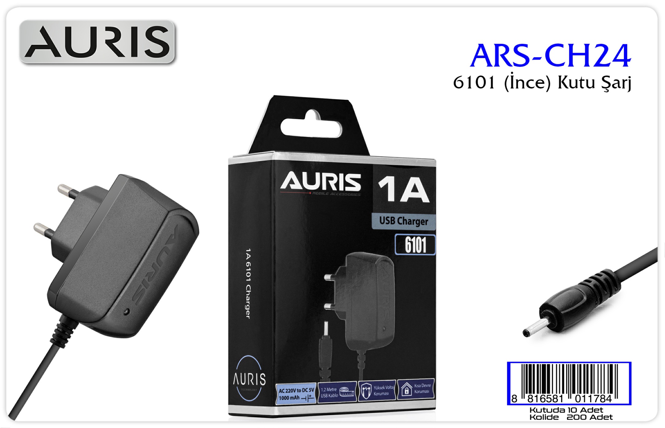 Auris Nokia 6101 Ince Uçlu Şarj Aleti